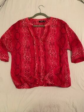 Bali Vibrant pink Snake-Print V-Neck Blouse